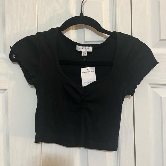 Topshop Tops - NWT, TopShop size 4, cropped black t-shirt